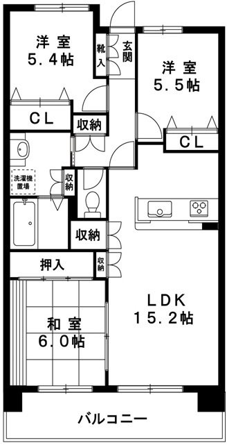 アソシエール西船橋 106号室 間取り