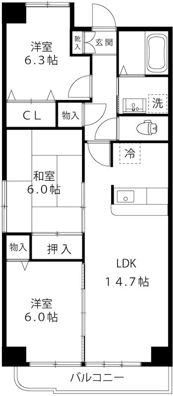 サンスカイ  301号室 間取り