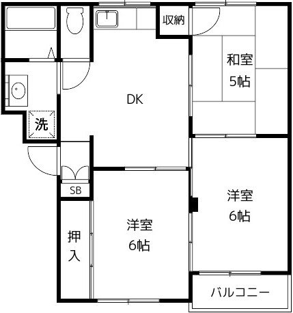 ヴィラわしの宮 302号室 間取り