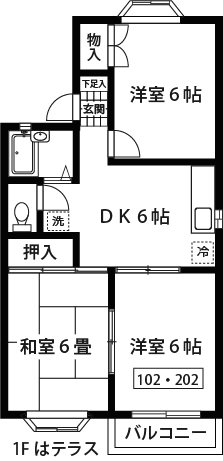 メンバーズタウン厚木G棟 202号室 間取り