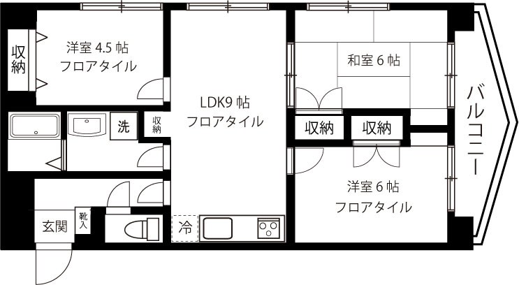 アソシエール護国寺 301号室 間取り