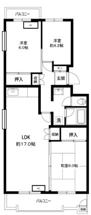 榎ヶ丘社宅 110号室 間取り