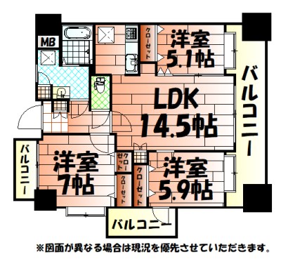 ニューサンリバー12番館 間取り