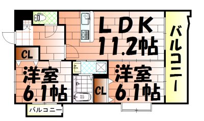 ニューシティアパートメンツ南小倉Ⅱ 間取り