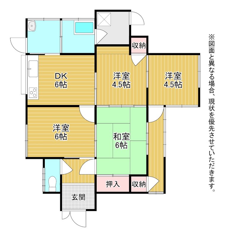 夏吉3252貸家 間取り