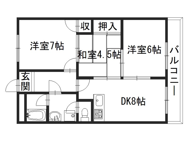 ロココ桂 ３B号室 間取り