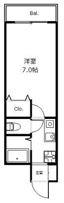 ヴィルヌーブ 303号室 間取り