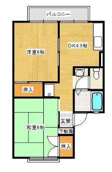セジュール桂徳 202号室 間取り