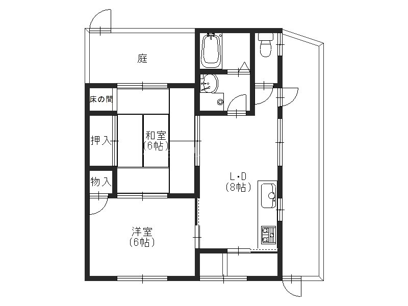 桂久方町貸家  間取り図
