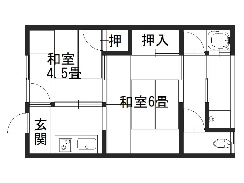 岡本荘 202号室 間取り