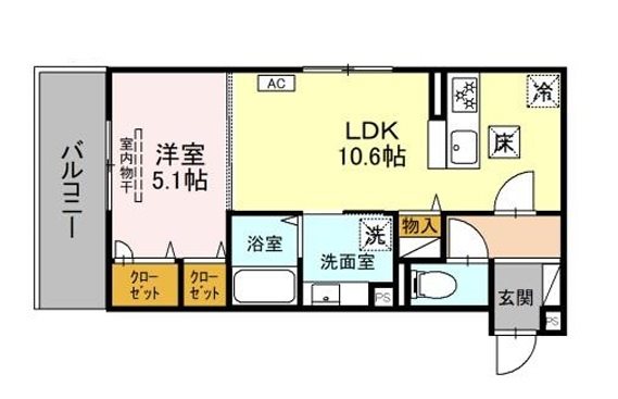 vogue京都桂 102号室 間取り