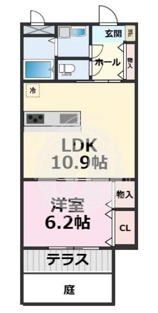 EXCEED洛西口 102号室 間取り