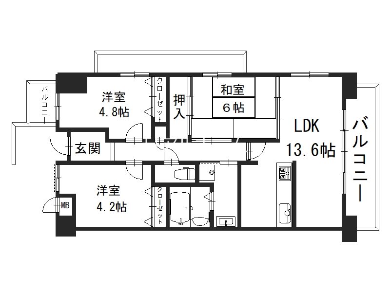 K-City桂川1番館  間取り図