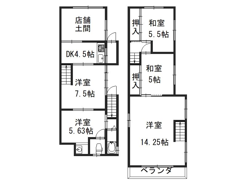 樫原井戸貸家 間取り