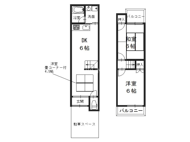 樫原平田町貸家 間取り