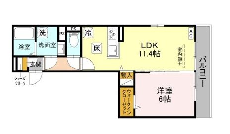 GRAMM御陵荒木A 102号室 間取り