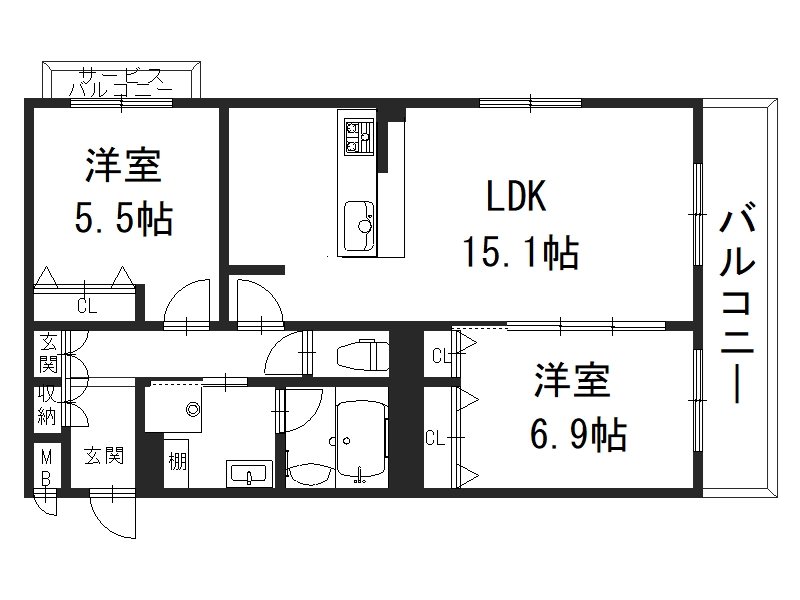 グランシュ長岡京  間取り