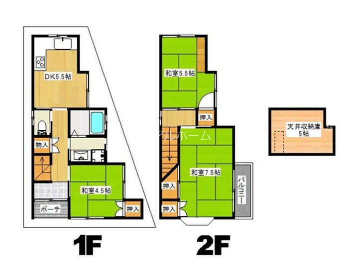 桂芝ノ下町貸家 間取り