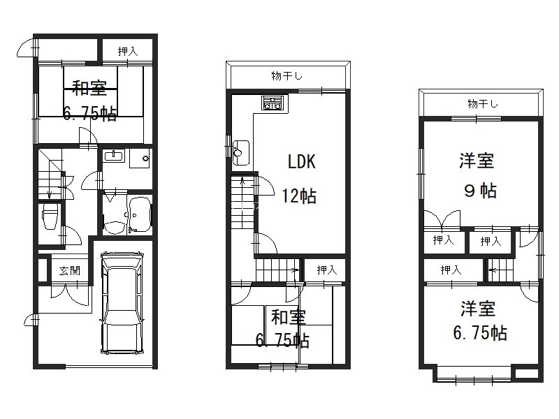松室吾田神町貸家 間取り図