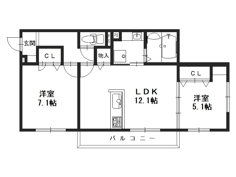 メゾンリーフ 303号室 間取り