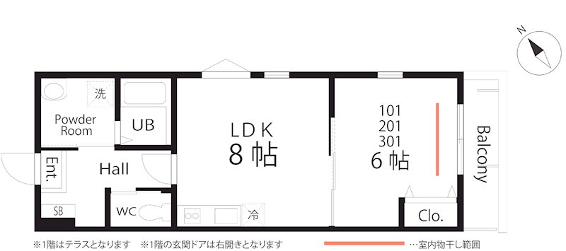 ハーミットクラブハウス　トゥギャザーKCK妙蓮寺 間取り図