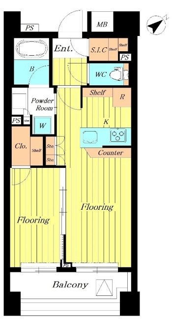 ﾊﾟｰｸﾊｳｽ八丁堀ﾘﾊﾞｰｻｲﾄﾞ 802号室 間取り