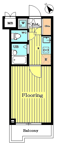 ﾙｰﾌﾞﾙ恵比寿ｻｳｽｶﾞｰﾃﾞﾝ 411号室 間取り