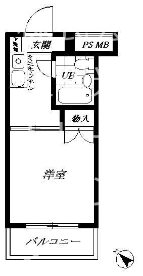 ﾊｲﾀｳﾝ鵜の木 202号室 間取り