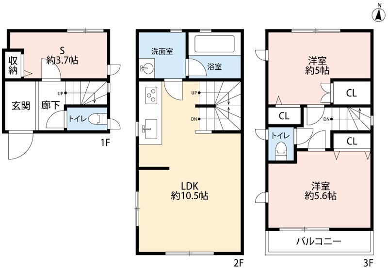 足立区梅田4丁目9-4戸建 間取り図