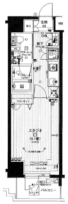 ﾃﾞｭｵｼﾃｨ大森町 701号室 間取り