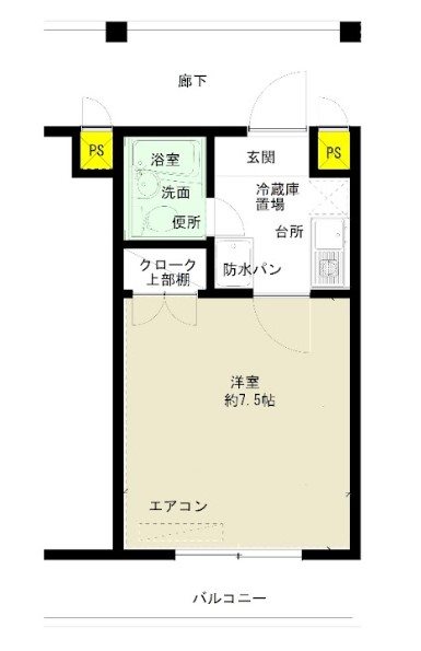 清水学生会館A館 102号室 間取り