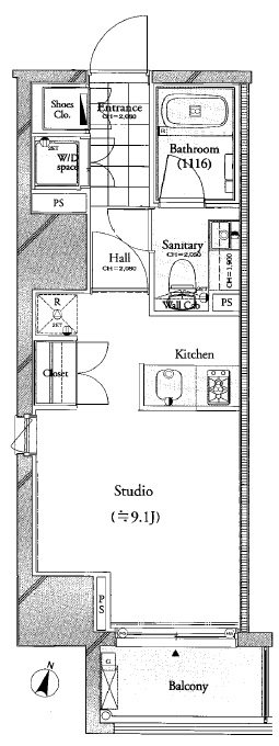コンシェリア恵比寿 305号室 間取り
