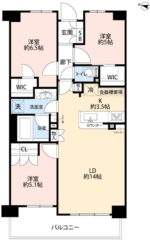 ﾌｧｲﾝﾚｼﾞﾃﾞﾝｽ平和台ｶｰﾑｳﾞｨﾗ 105号室 間取り
