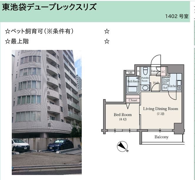 東池袋デュープレックスR's 1402号室 間取り