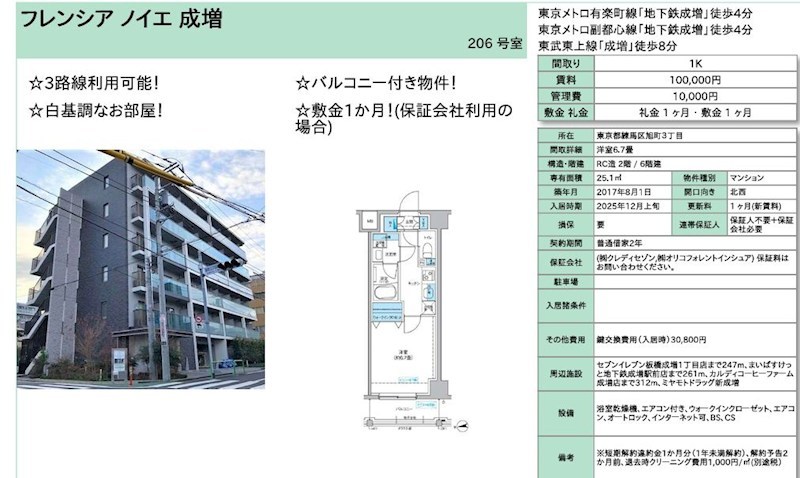 フレンシアノイエ成増 206号室 間取り