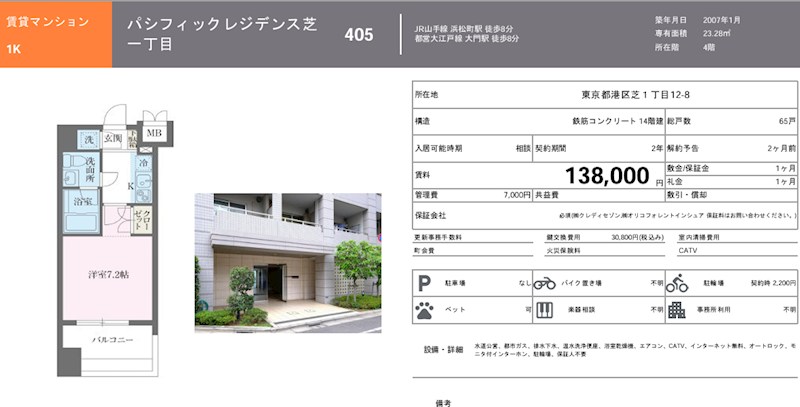 パシフィックレジデンス芝一丁目 405号室 間取り