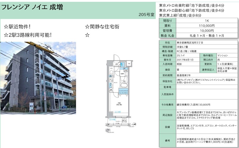 フレンシアノイエ成増 205号室 間取り