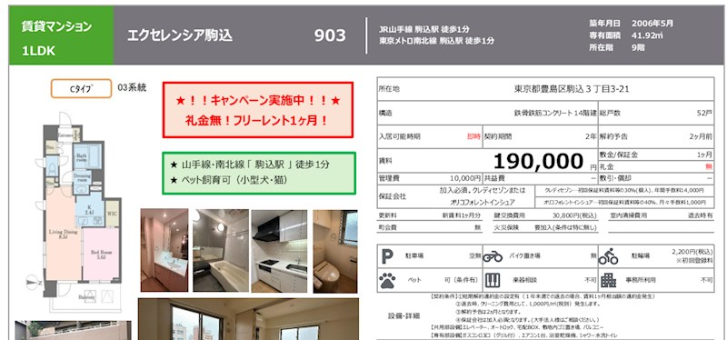 エクセレンシア駒込 903号室 間取り