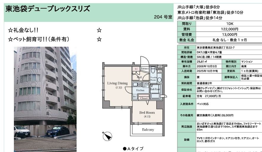東池袋デュープレックスR's 204号室 間取り