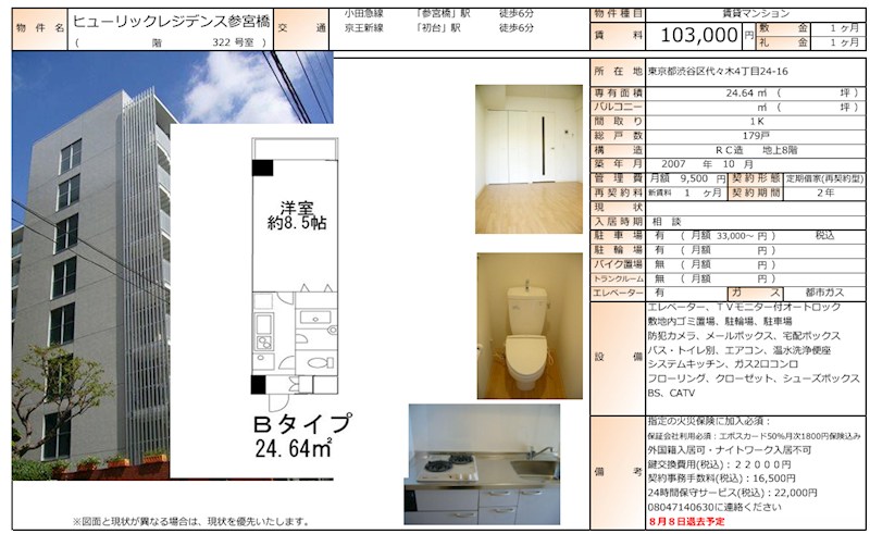 ヒューリックレジデンス参宮橋 322号室 間取り