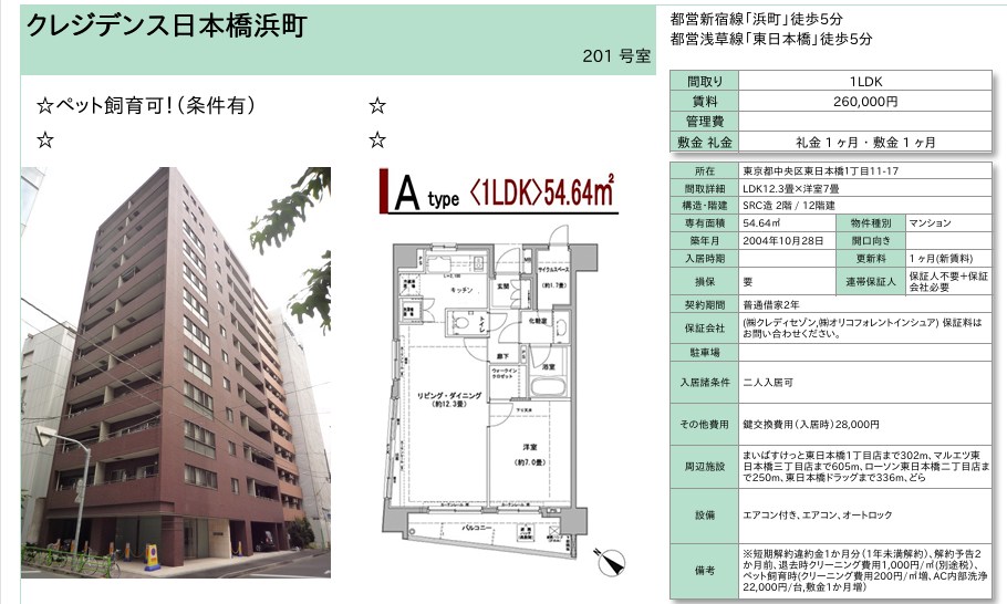 クレジデンス日本橋浜町 201号室 間取り