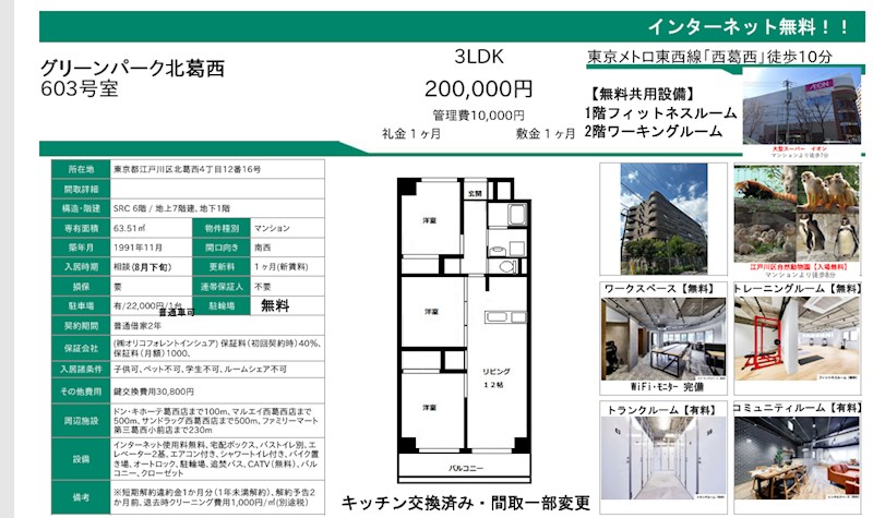グリーンパーク北葛西 603号室 間取り