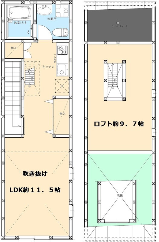 グランジュテ長原 205号室 間取り