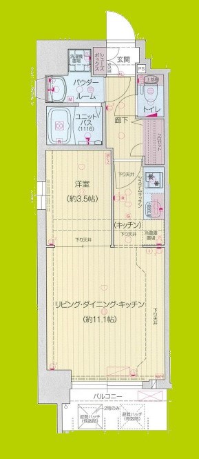 プレサンス堺筋本町エグゼブラン 間取り