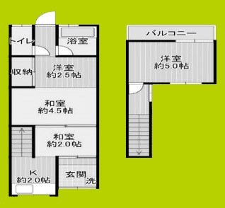 生野区中川東１丁目　貸家 間取り