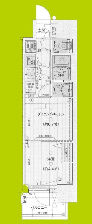 プレサンスOSAKA東成中本ハーヴィル 間取り