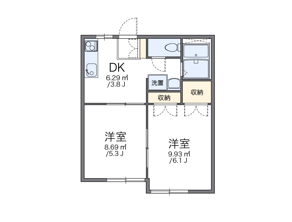 レオパレスＮＡＫＡＪＩＭＡ 間取り