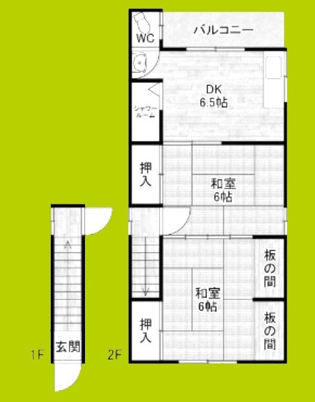 深江南 貸家 2階部分 間取り