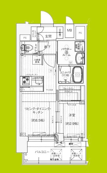 プレサンス東小橋エレディータ 間取り図