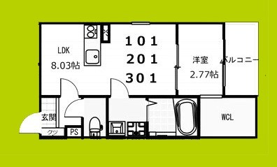 ポラリス藤井寺Ⅱ北棟 間取り図